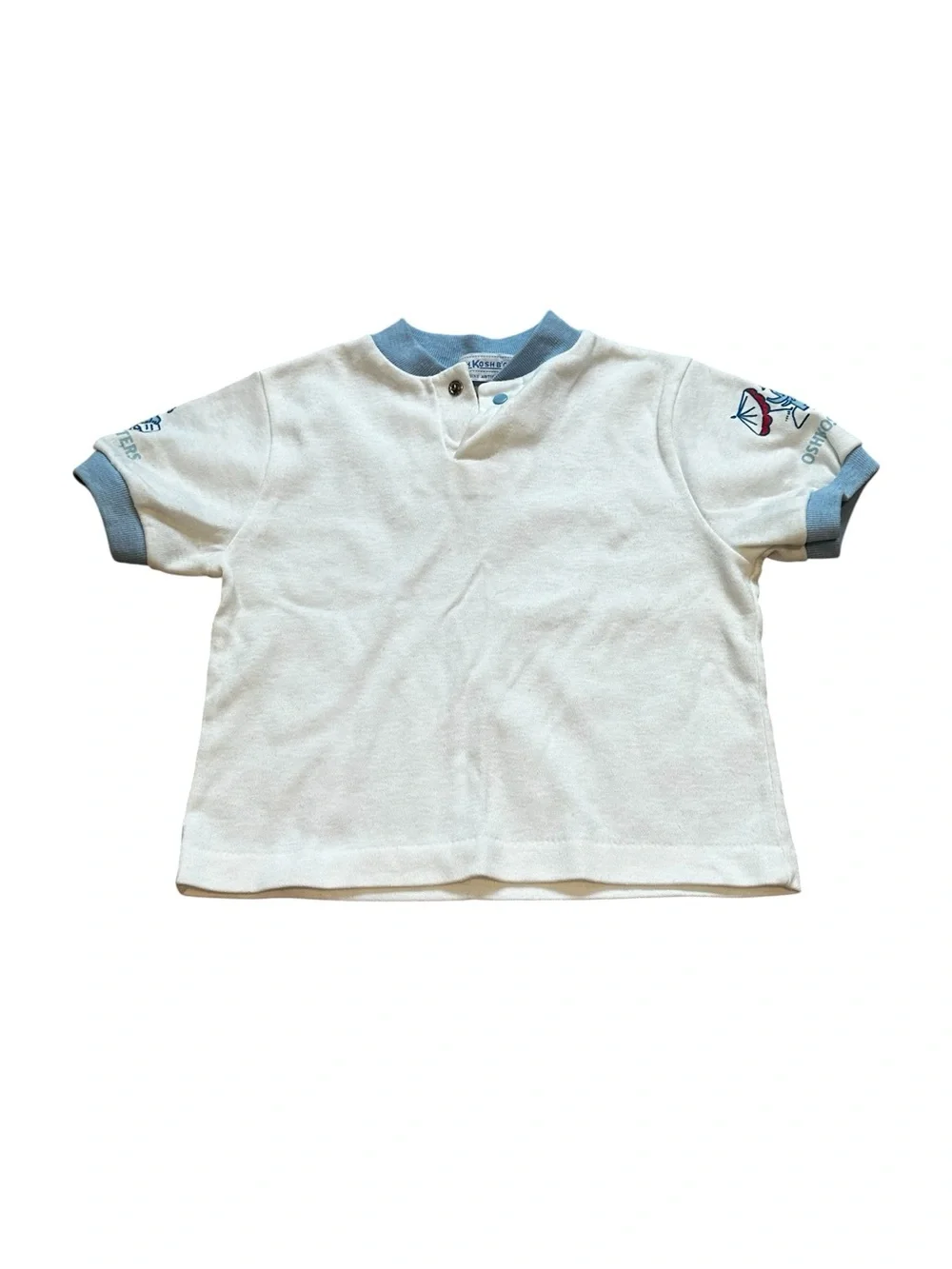 Vintage 70s OshKosh B’Gosh Overalls Shorts Set Blue Striped Matching T-Shirt